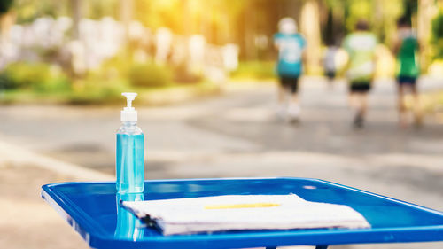 Close-up of bottle on table