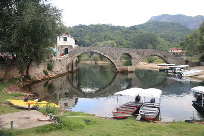 Bridge over river against sky