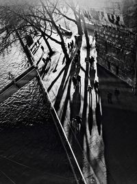 High angle view of people at night