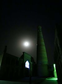 Low angle view of illuminated built structure