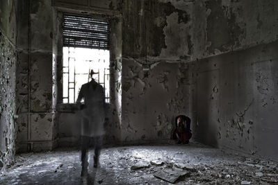People in abandoned building