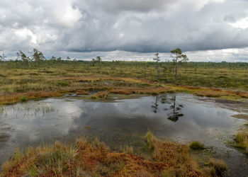 Scenic view of lake against sky