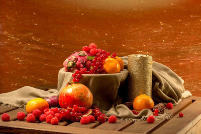 Close-up of fruits on table