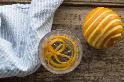 High angle view of bread in jar on table