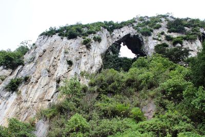 View of rock formation against clear sky