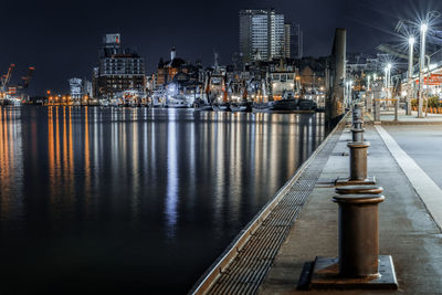 High angle view of city at night