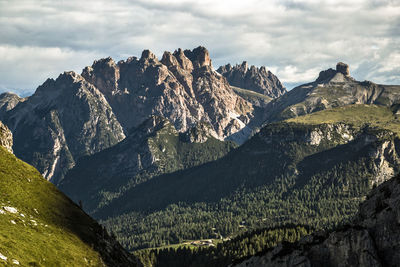 Panorama of italian sudtirol dolomite in summer, trentino, italy