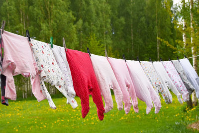 Clothes drying on clothesline