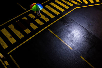 High angle view of woman on road