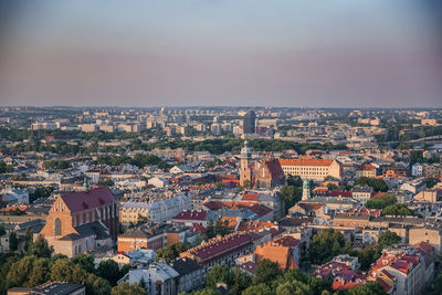 High angle view of townscape against sky