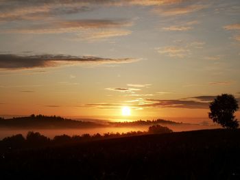 Scenic view of silhouette landscape against sky during sunset