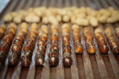 Close-up of peanuts on table