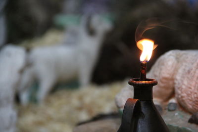 Close-up of lit candles