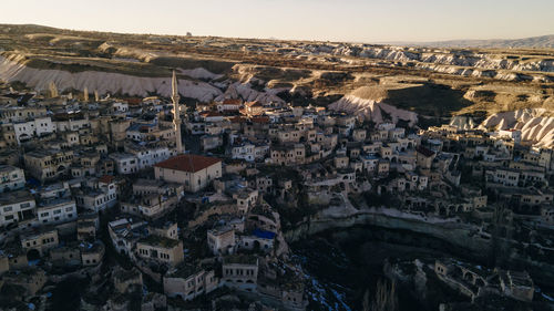 High angle view of buildings in city