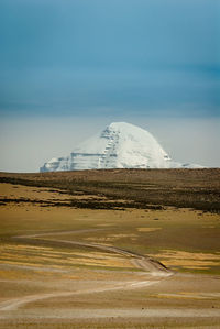 Scenic view of snowcapped mountain against sky