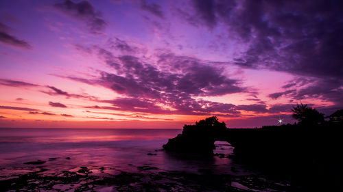 Scenic view of sunset over sea