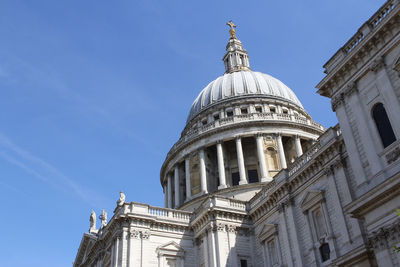 The dome of st paul's cathedral against blue clear sky, london, uk