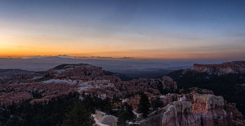 High angle view of townscape against sky during sunrise 