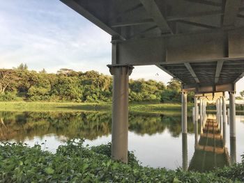 Scenic view of lake against sky