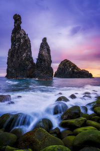 Scenic view of sea against sky during sunrise