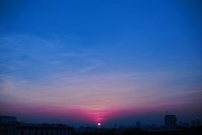 View of buildings against cloudy sky during sunset