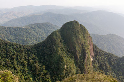 High angle view of mountains against sky