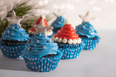 Close-up of cupcakes on table