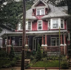 Low angle view of old building in city