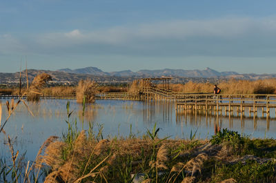 Scenic view of lake against sky