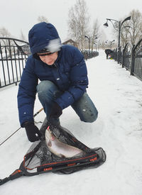 Man covered with snow