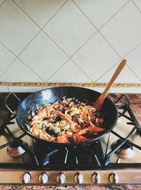 Close-up of preparing food on table