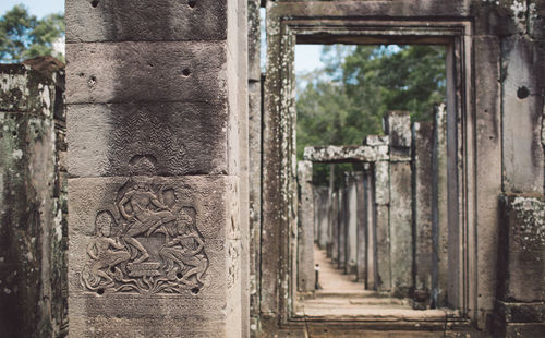 Close-up of gate in old temple 