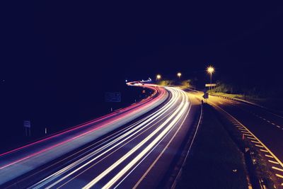 Light trails on highway at night