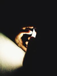 Cropped image of person holding hands