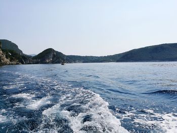 Scenic view of sea against clear sky