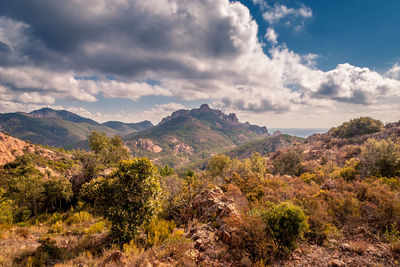 Scenic view of mountains against sky