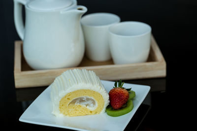 Close-up of breakfast on table