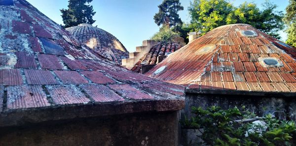 Roof of building against clear sky