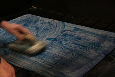 Close-up of hands working