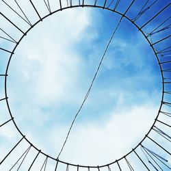 Low angle view of fence against sky