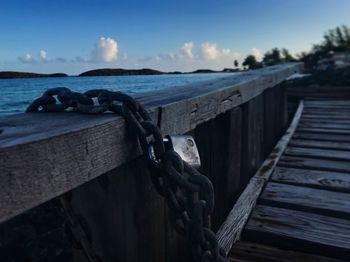 Close-up of padlock on rope