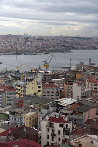 High angle view of townscape against sky