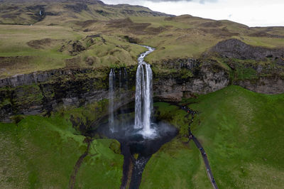 High angle view of waterfall