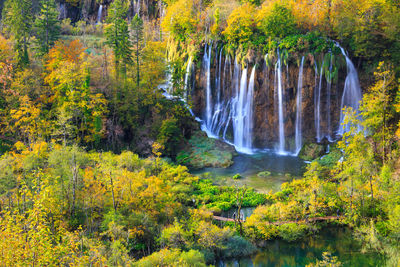 Scenic view of waterfall