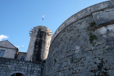 Low angle view of old building against sky