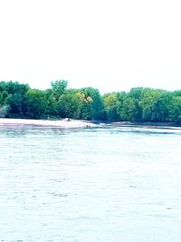 Scenic view of lake against clear sky