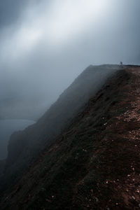 Scenic view of sea and mountains against sky