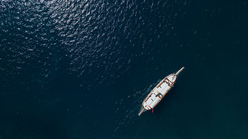 High angle view of boat in sea