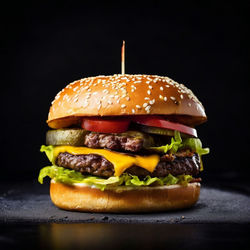 Close-up of burger on table