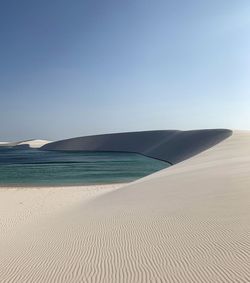 Scenic view of beach against clear sky